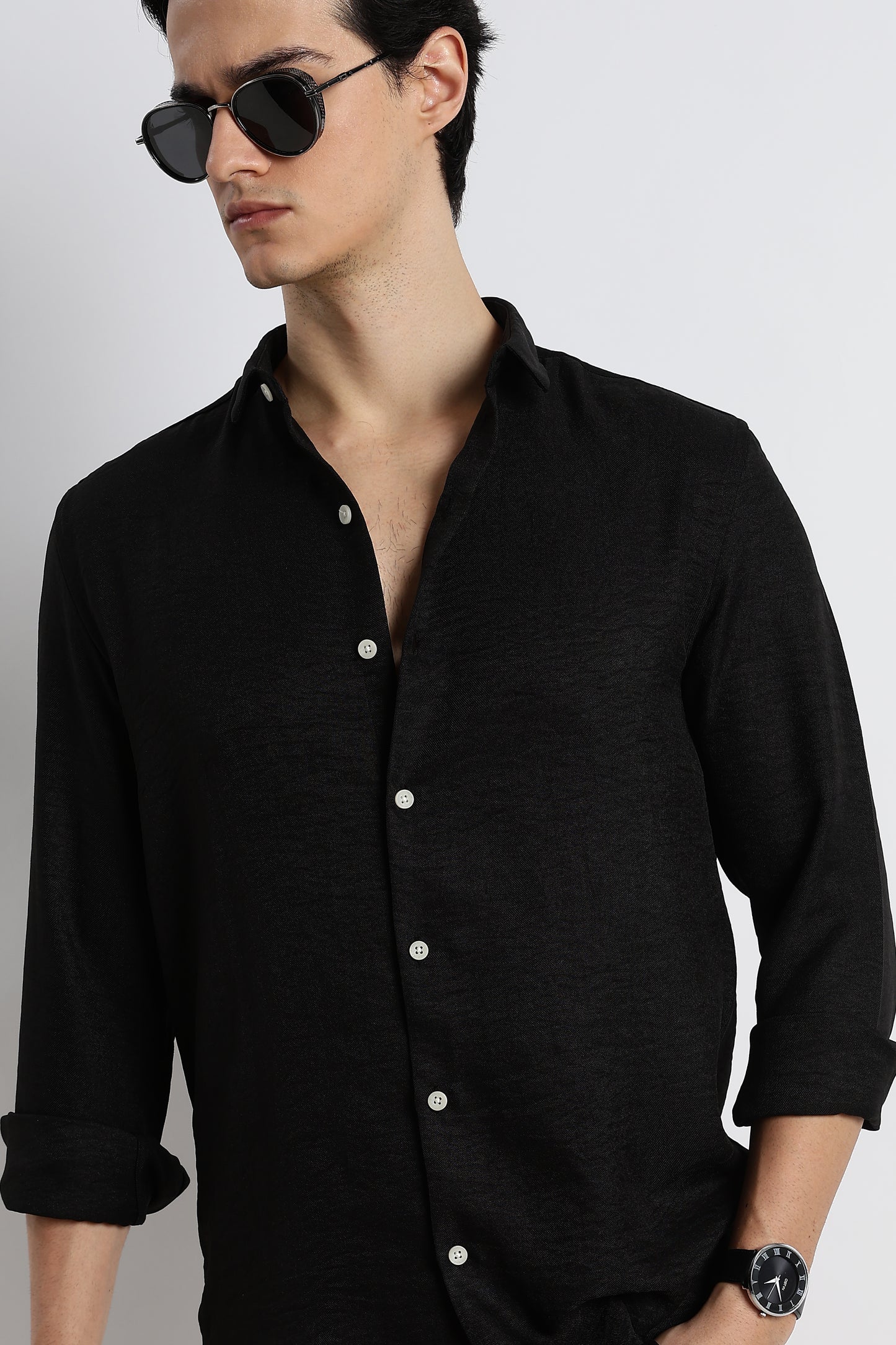 The Minimalist Linen-Blend Shirt Black