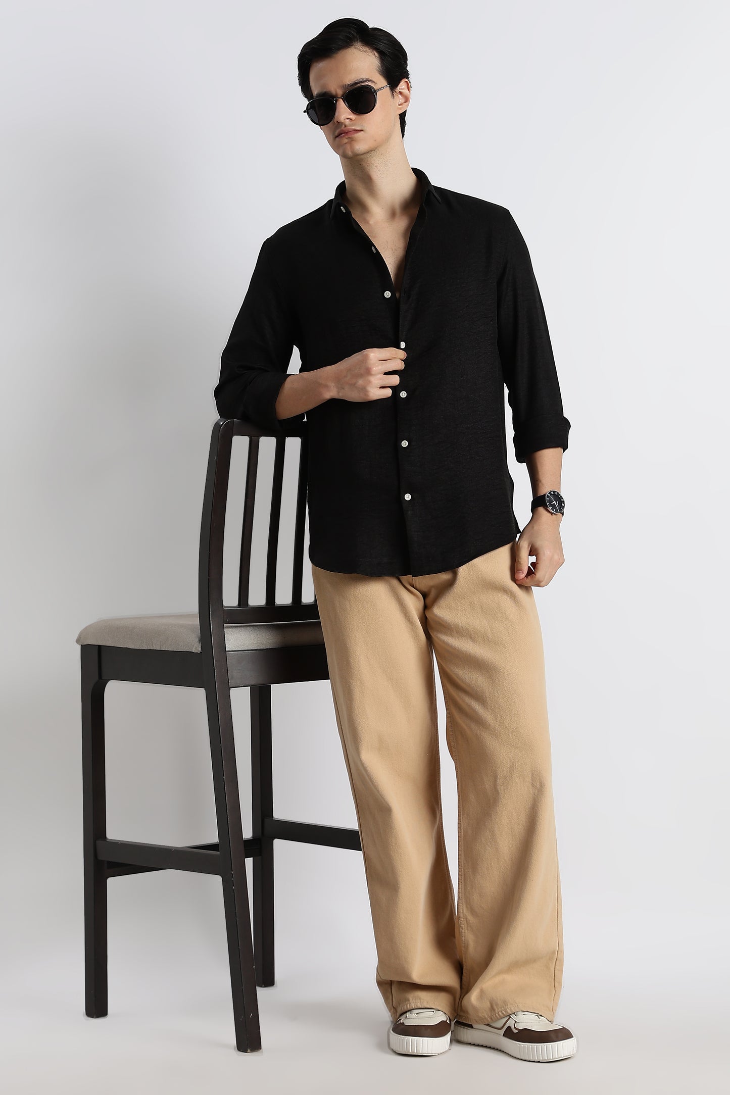 The Minimalist Linen-Blend Shirt Black