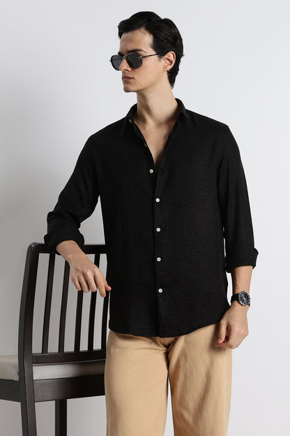 The Minimalist Linen Look Shirt Black