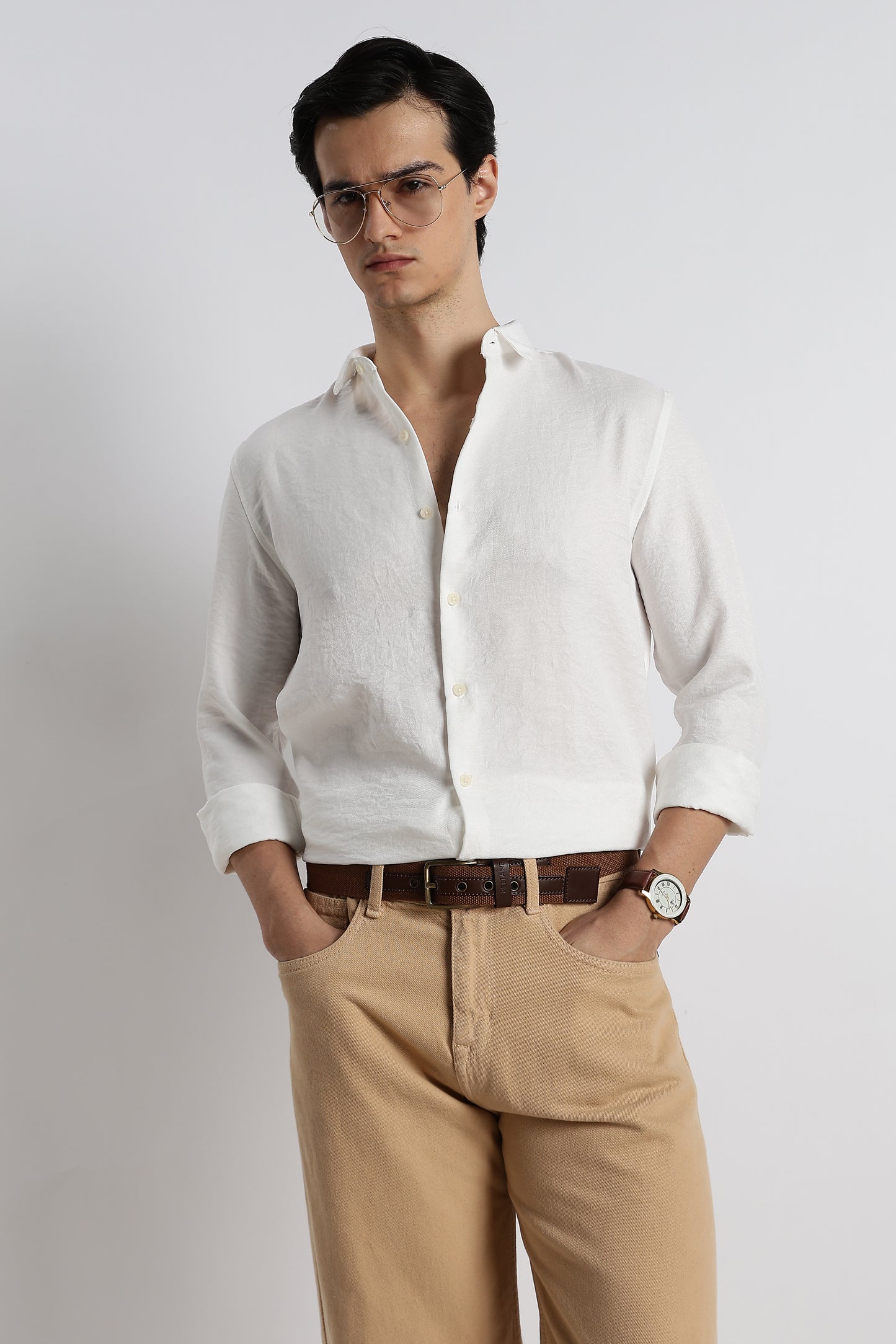 The Minimalist Linen-Blend Shirt White