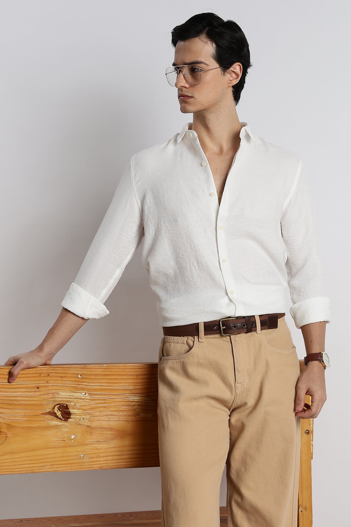 The Minimalist Linen-Blend Shirt White