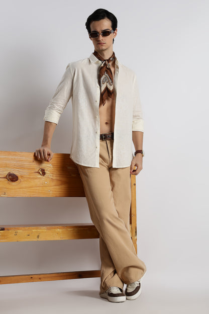 Floral Dot-Print Shirt Off White