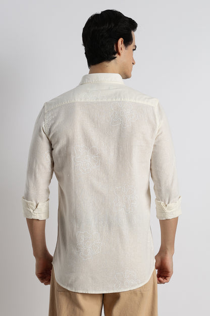 Floral Dot-Print Shirt Off White