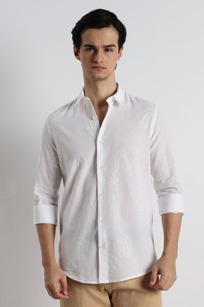 Dotted Swirl Printed Shirt White