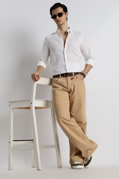 Dotted Swirl Printed Shirt White