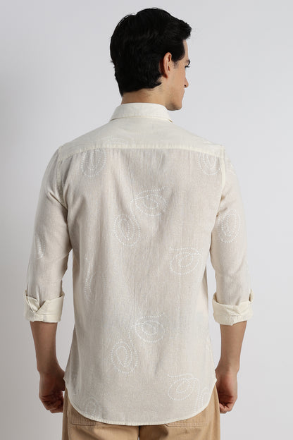 Dotted Swirl Printed Shirt Off White