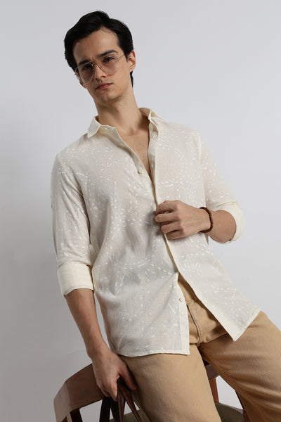 Abstract Geo-Print Shirt Off White