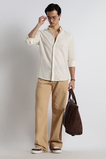 Abstract Geo-Print Shirt Off White
