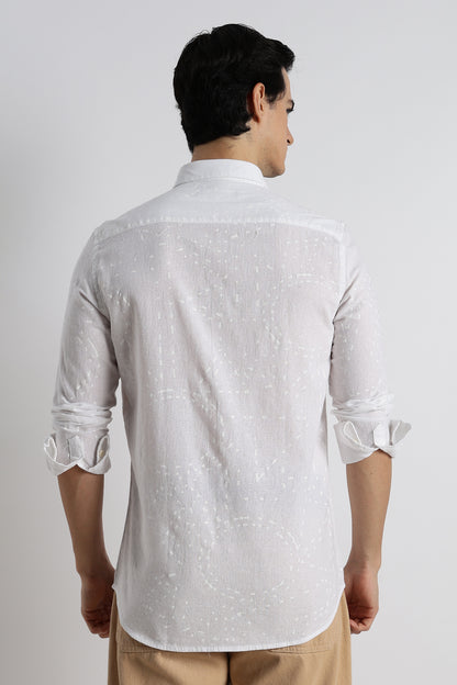 Abstract Geo-Print Shirt White