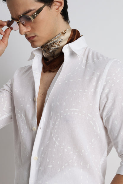 Abstract Geo-Print Shirt White