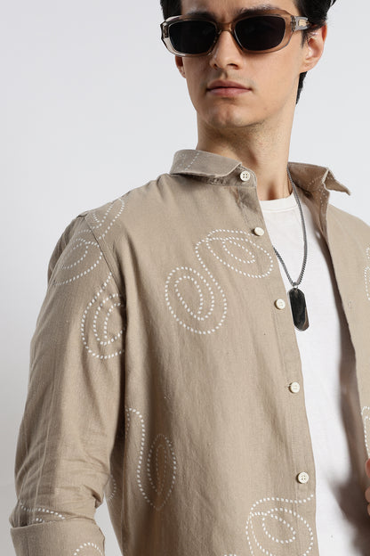 Dotted Swirl Printed Shirt Beige