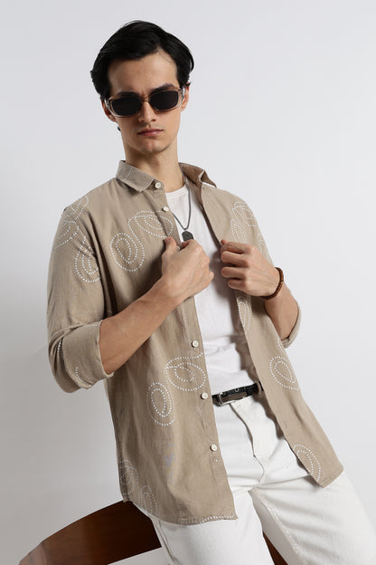 Dotted Swirl Printed Shirt Beige