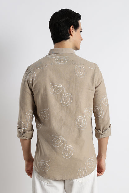 Dotted Swirl Printed Shirt Beige