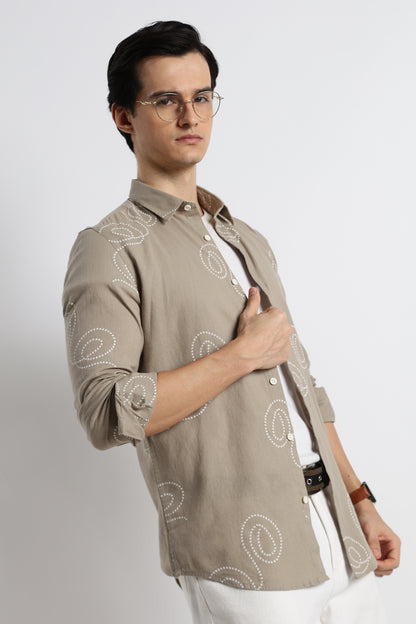 Dotted Swirl Printed Shirt Grey