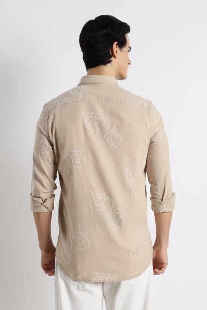 Dotted Swirl Printed Shirt Shirt Cream