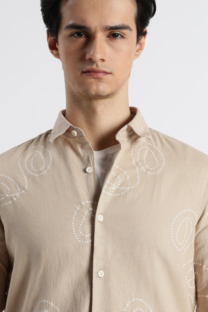 Dotted Swirl Printed Shirt Shirt Cream
