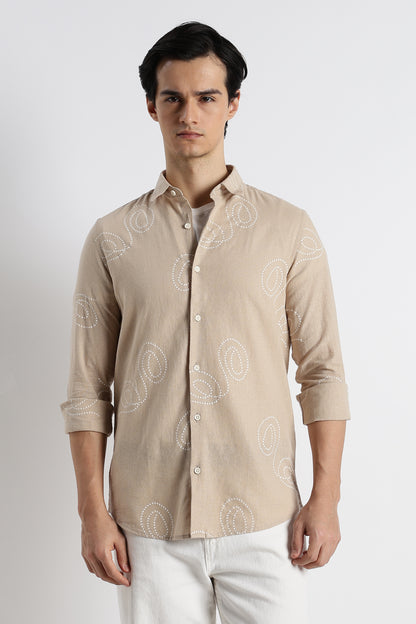 Dotted Swirl Printed Shirt Shirt Cream