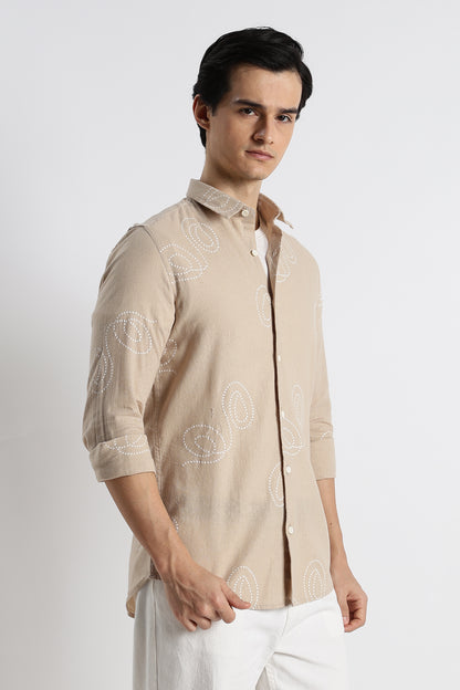 Dotted Swirl Printed Shirt Shirt Cream