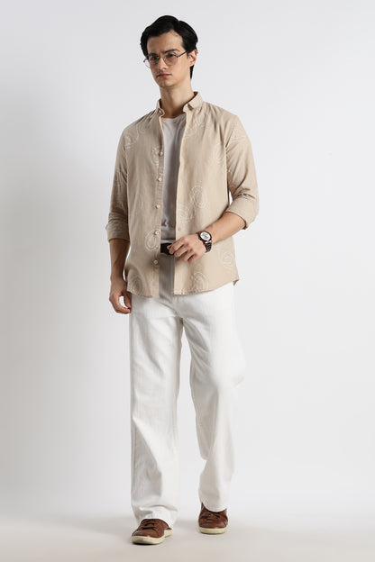 Dotted Swirl Printed Shirt Shirt Cream