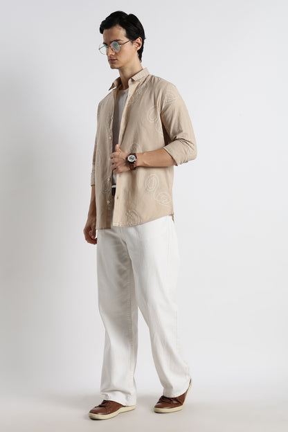 Dotted Swirl Printed Shirt Shirt Cream