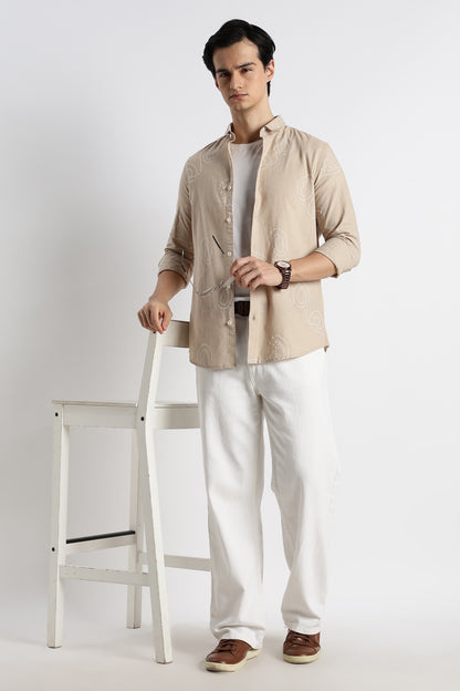 Dotted Swirl Printed Shirt Shirt Cream