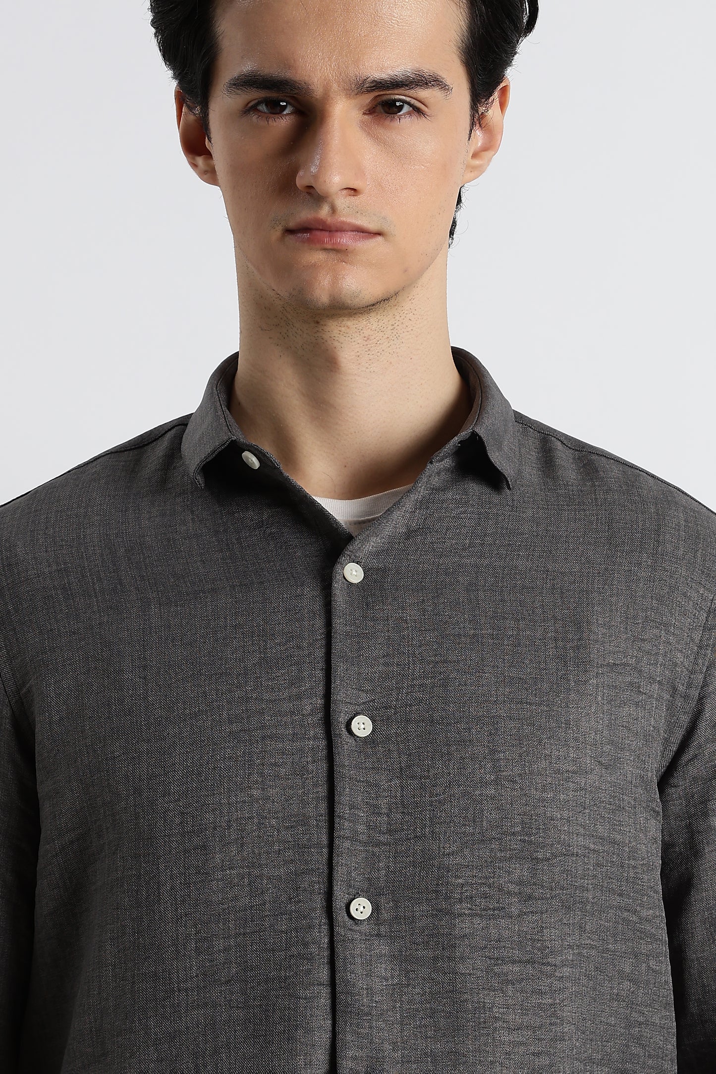 The Minimalist Linen-Blend Shirt Grey