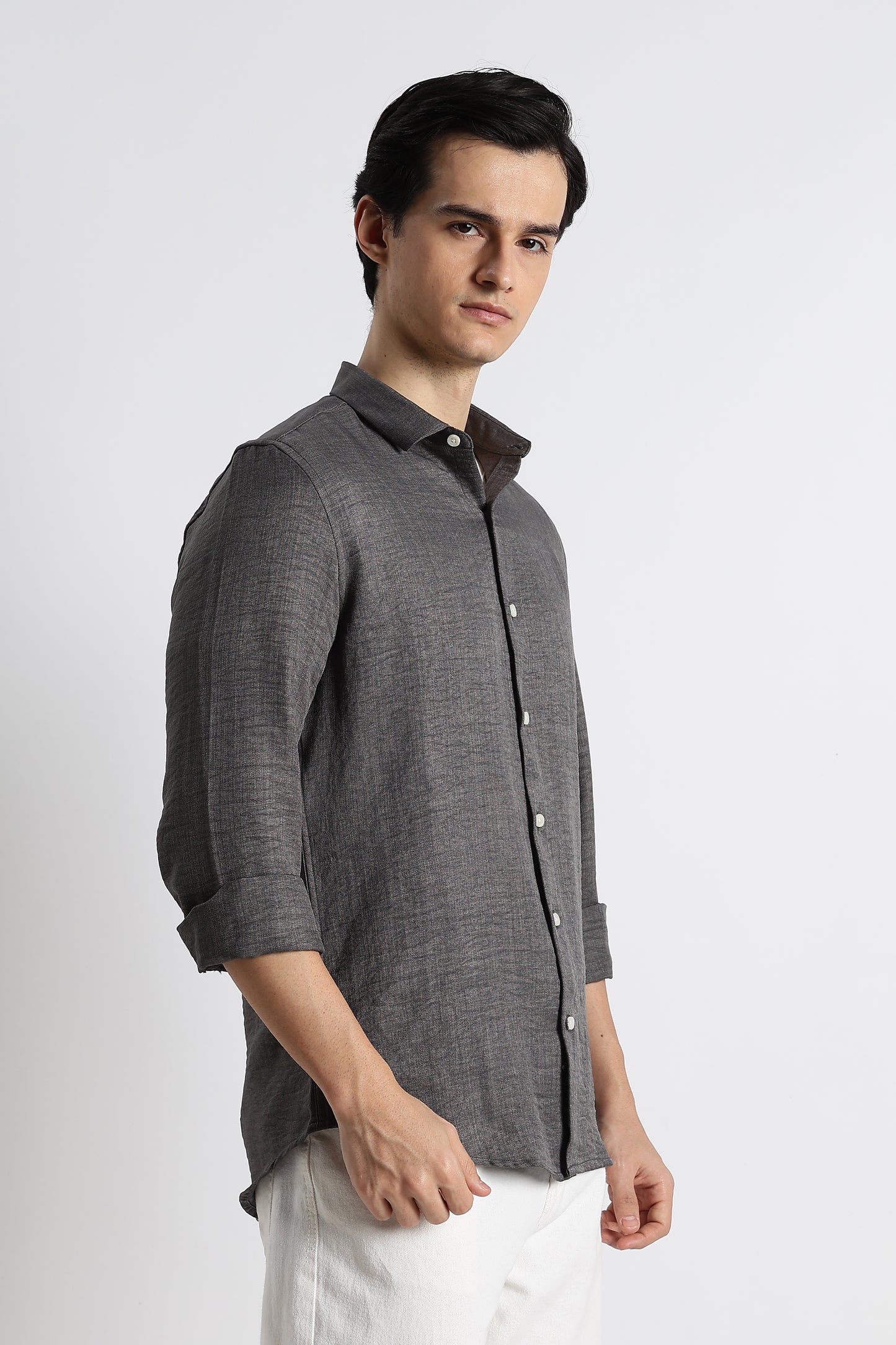 The Minimalist Linen-Blend Shirt Grey