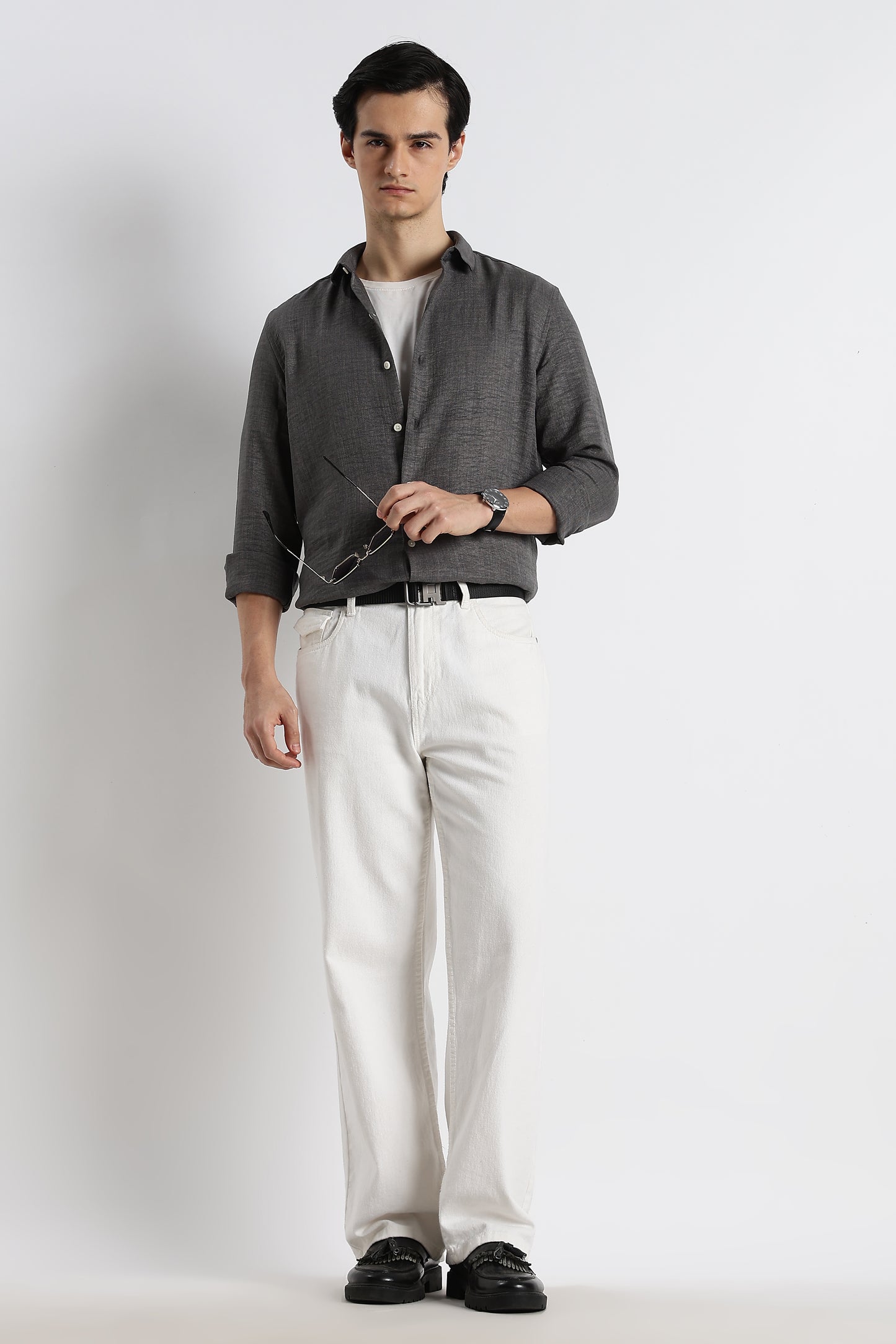 The Minimalist Linen-Blend Shirt Grey