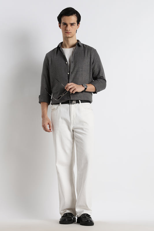 The Minimalist Linen-Blend Shirt Grey