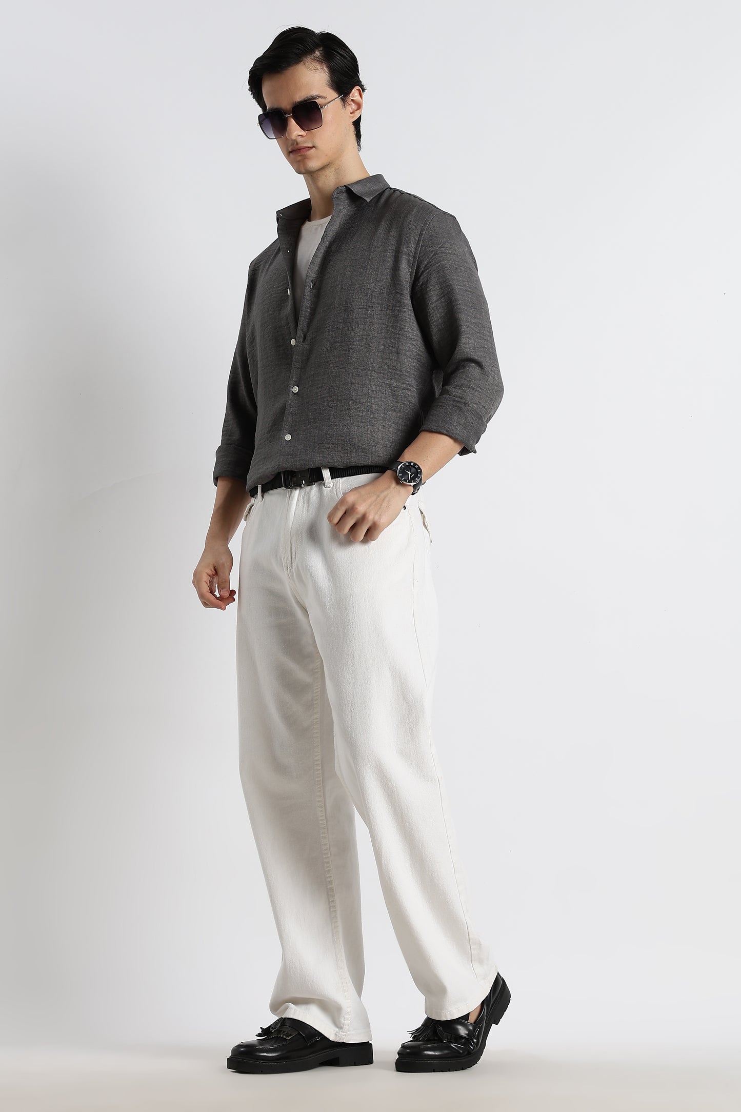 The Minimalist Linen-Blend Shirt Grey