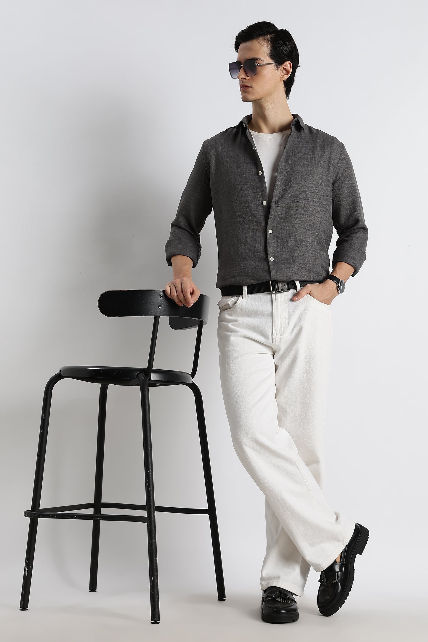 The Minimalist Linen-Blend Shirt Grey