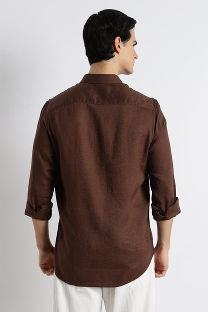 Minimal Linen Shirt Brown