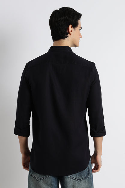 Minimal Linen Shirt Navy
