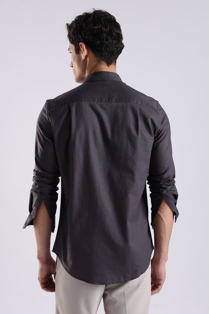 Cotton Oxford Solid Shirt Dk Grey