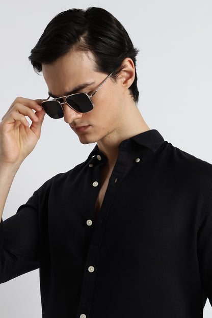 Minimal Linen Shirt Navy