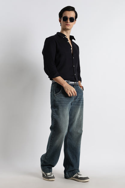 Minimal Linen Shirt Navy