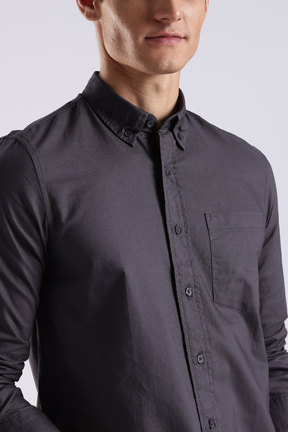 Cotton Oxford Solid Shirt Dk Grey