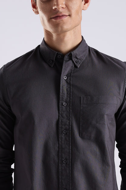 Cotton Oxford Solid Shirt Dk Grey