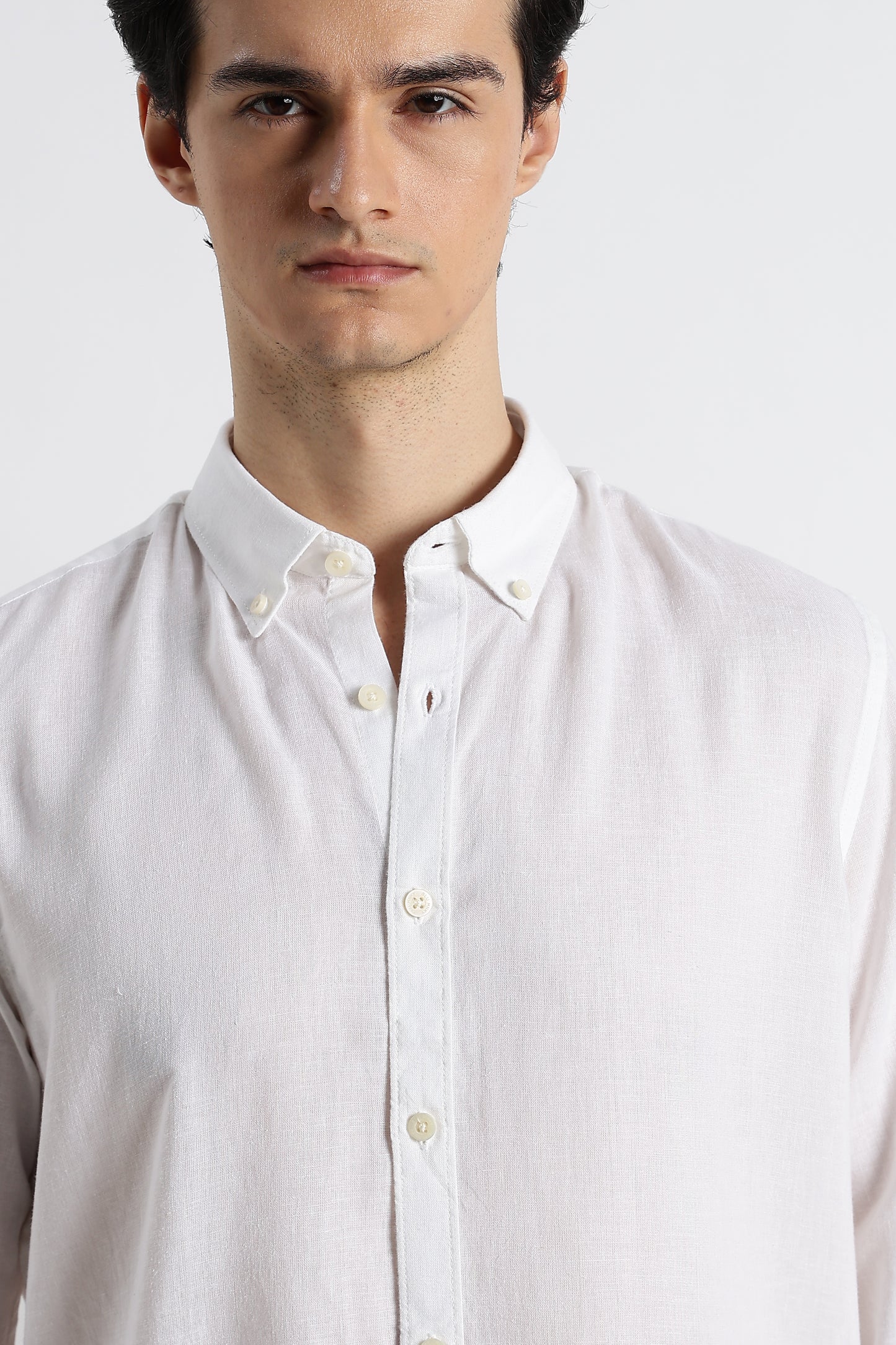 Minimal Cotton-Linen Shirt White