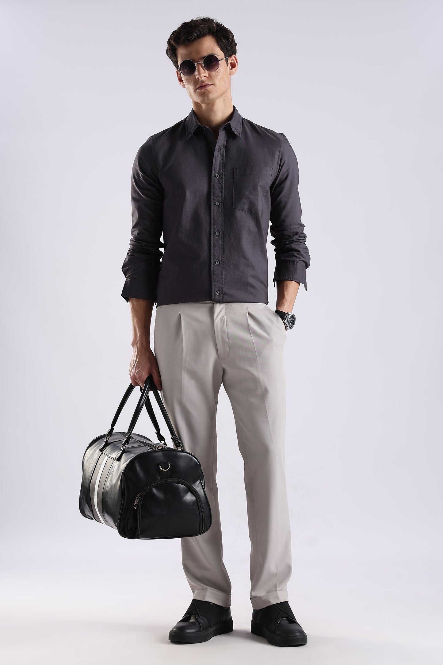 100% Cotton Oxford Solid Shirt Dk Grey