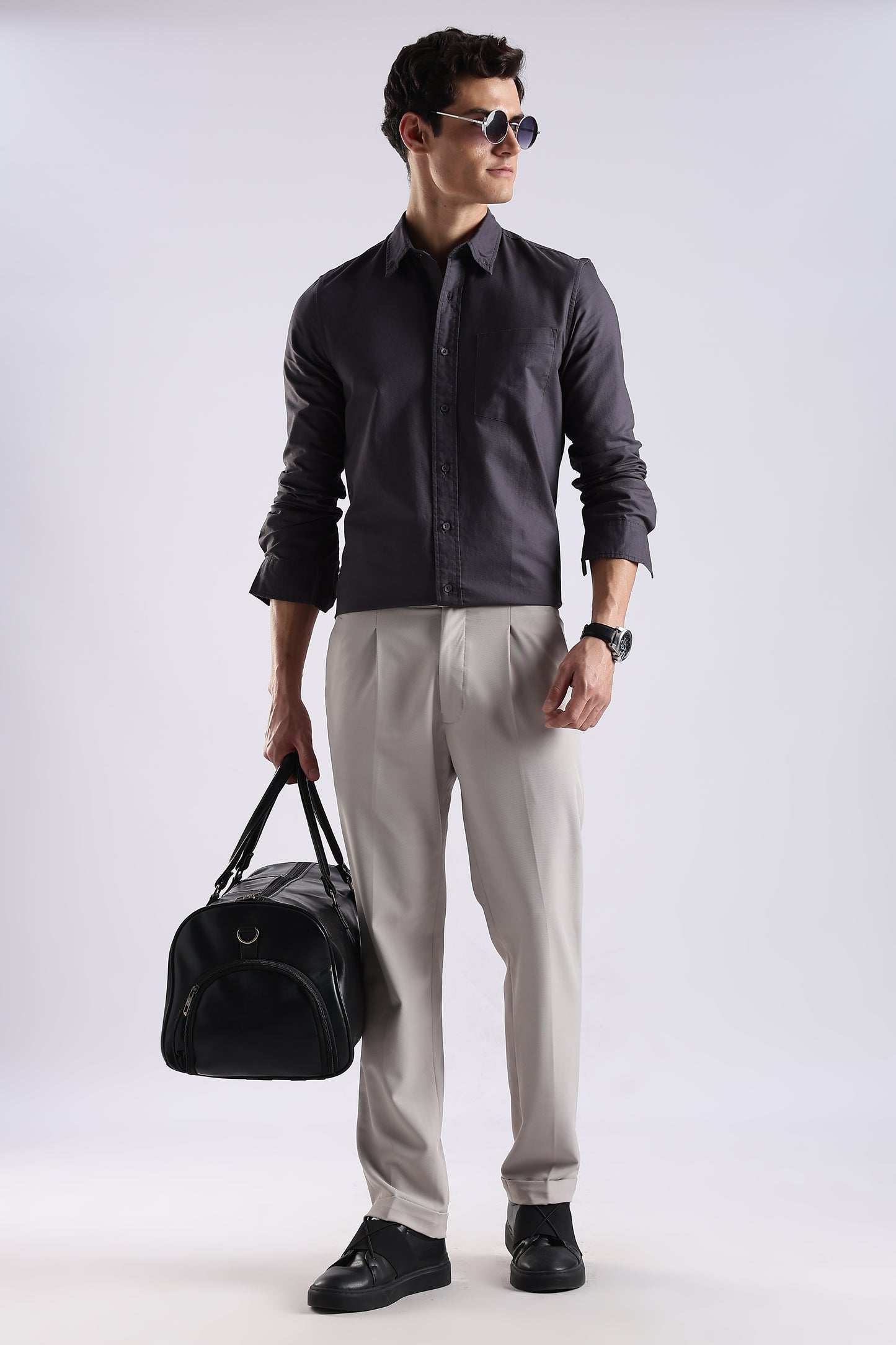 100% Cotton Oxford Solid Shirt Dk Grey