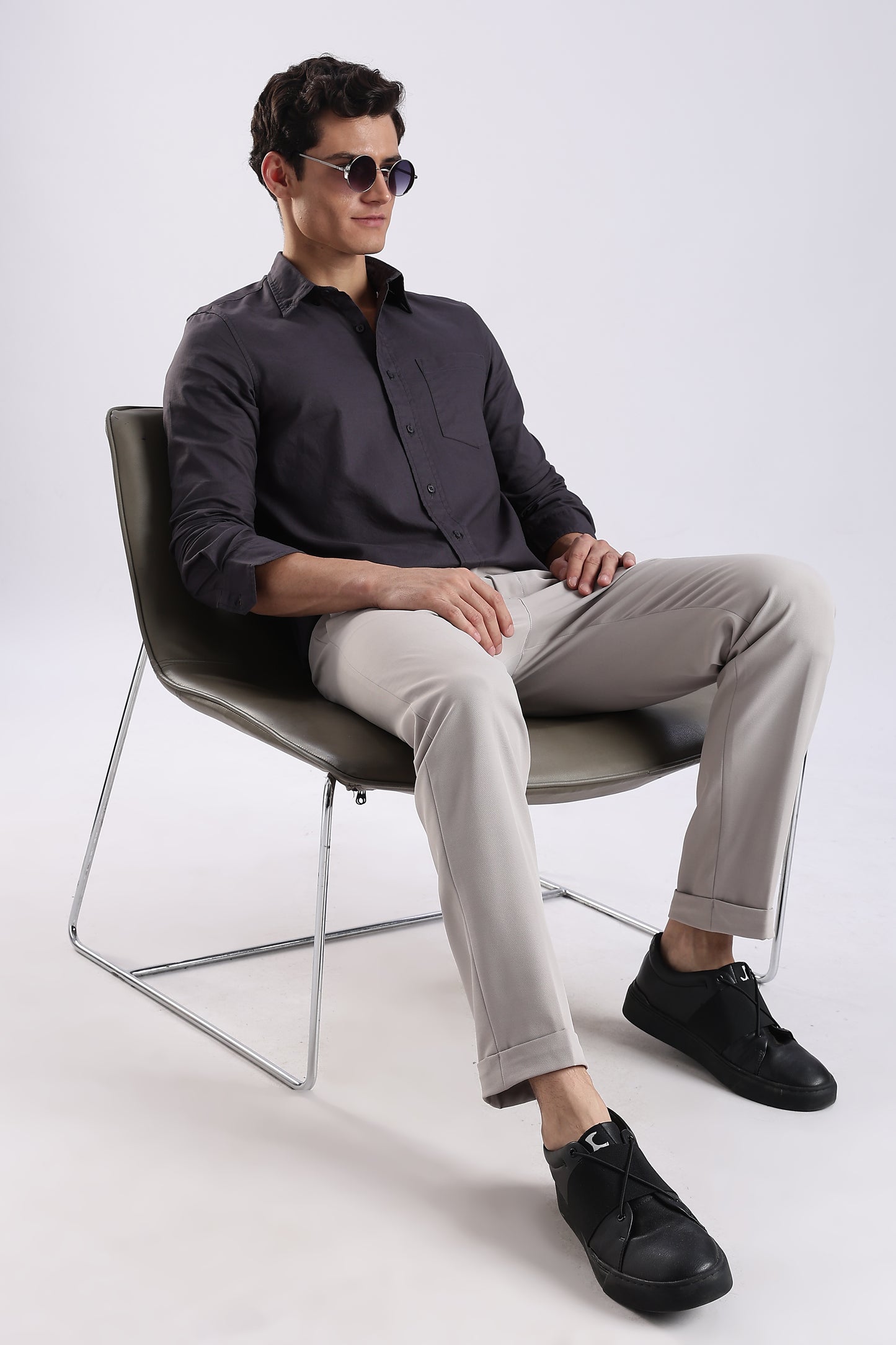 100% Cotton Oxford Solid Shirt Dk Grey