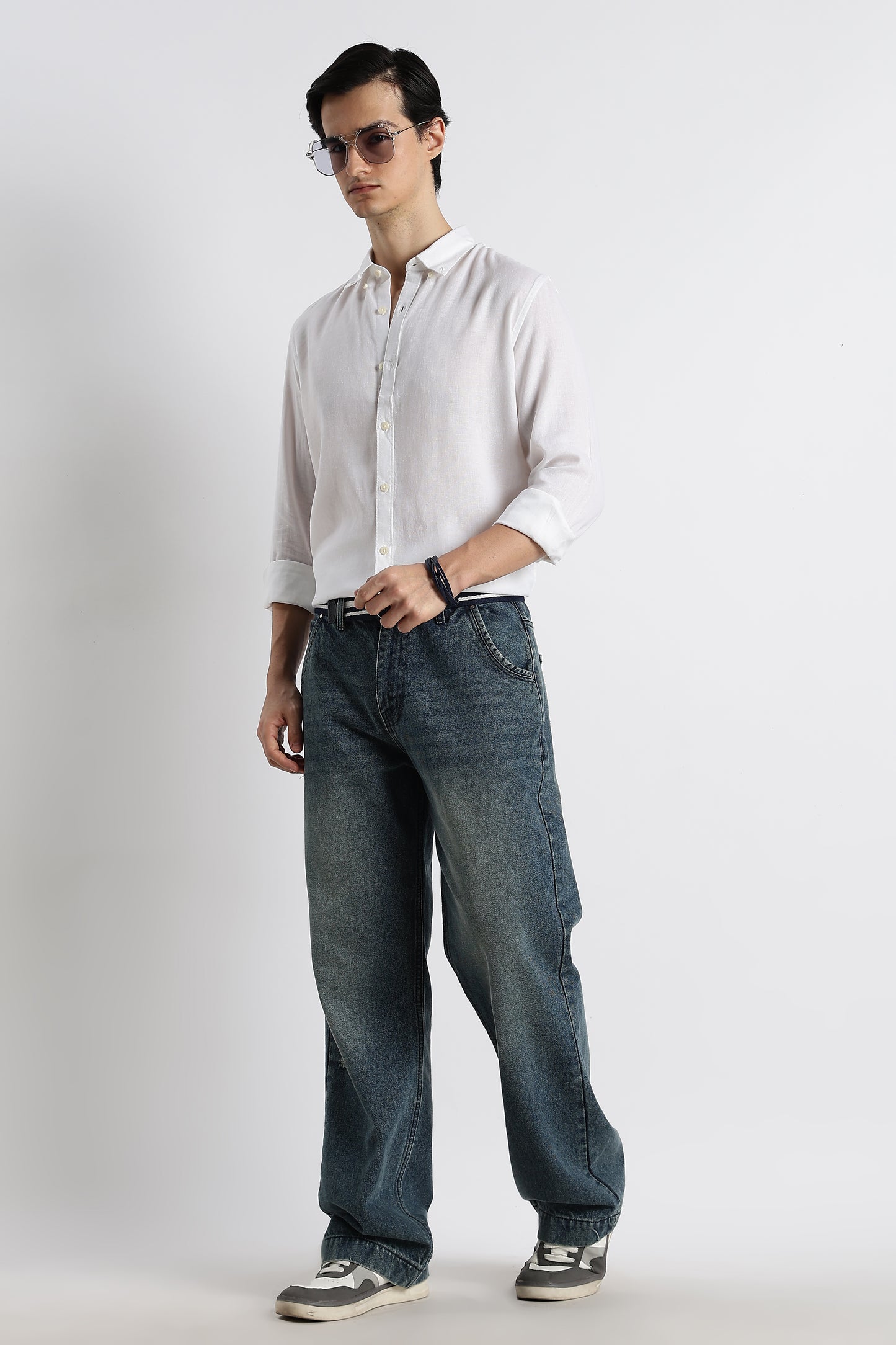 Minimal Cotton-Linen Shirt White