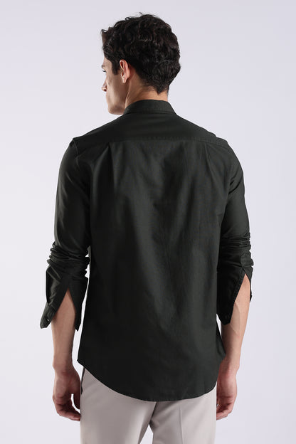 Cotton Oxford Solid Shirt Dk Green