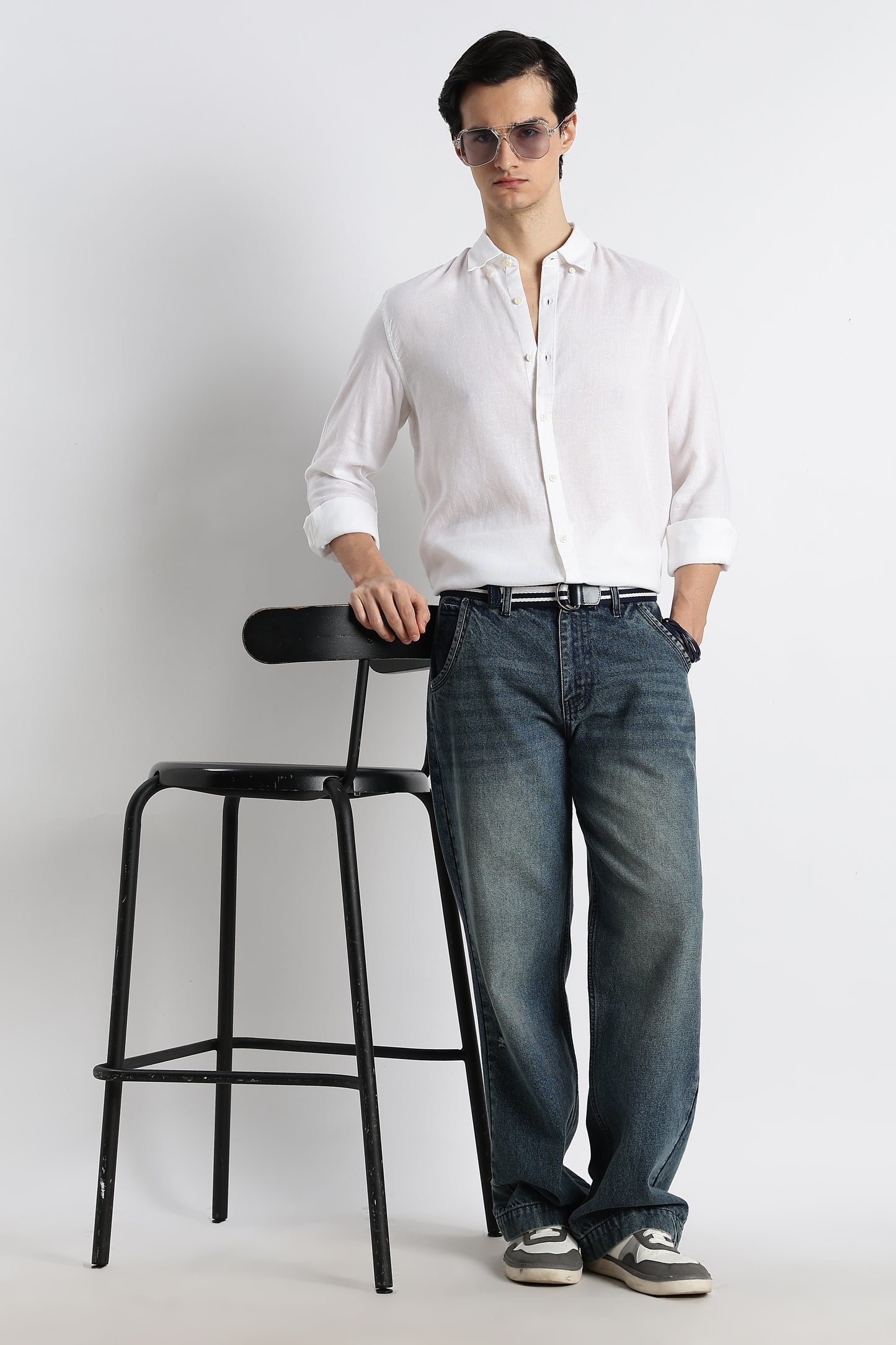 Minimal Cotton-Linen Shirt White