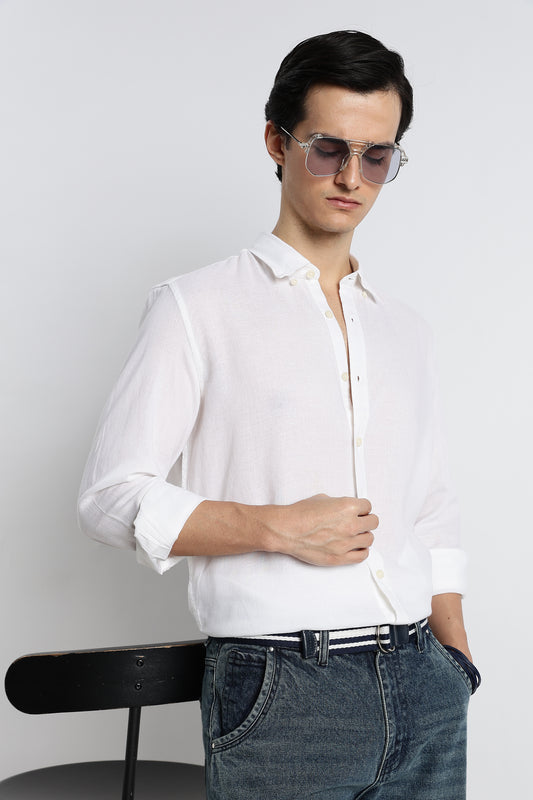 Minimal Linen Shirt White