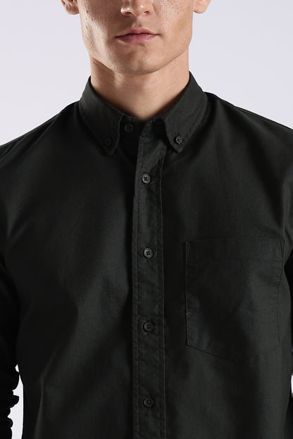Cotton Oxford Solid Shirt Dk Green