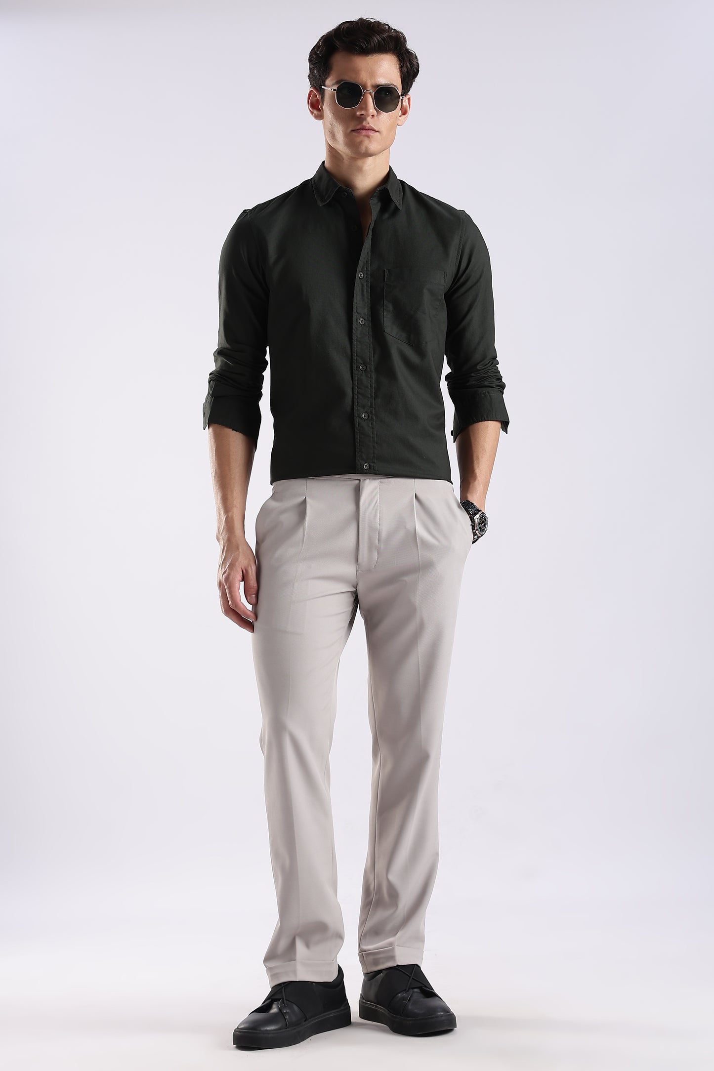 100% Cotton Oxford Solid Shirt Dk Green