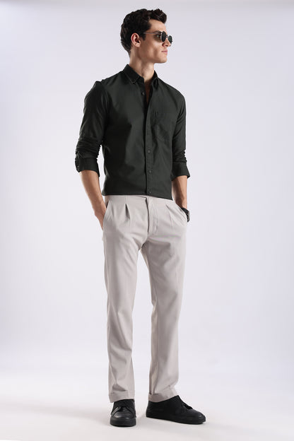 Cotton Oxford Solid Shirt Dk Green