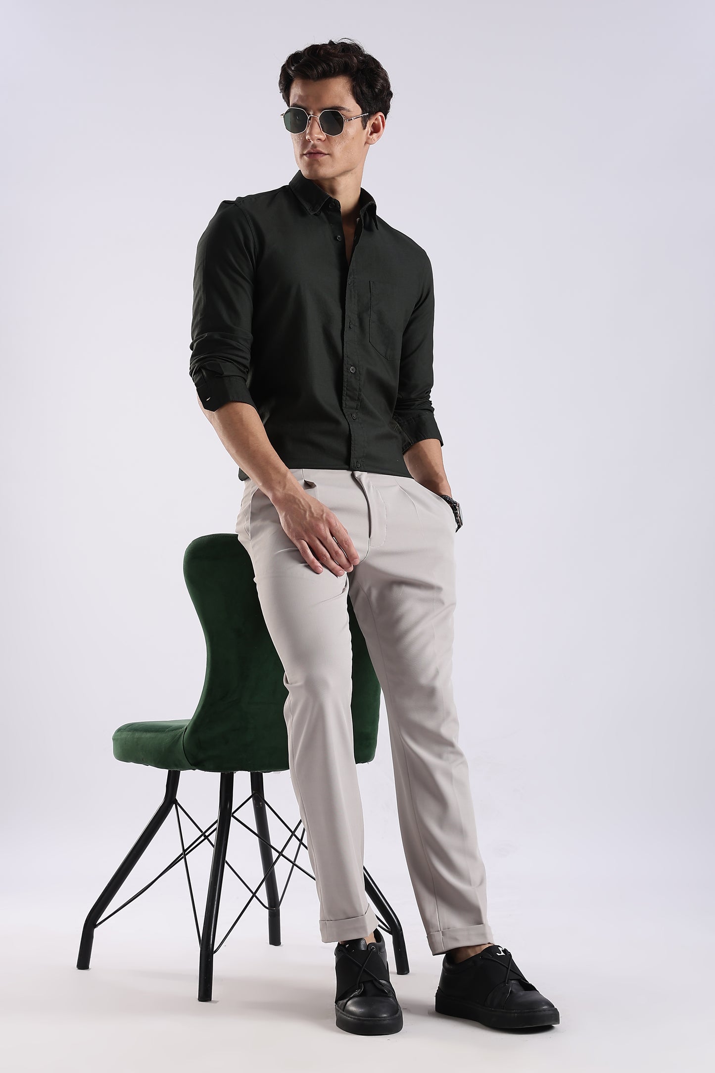 100% Cotton Oxford Solid Shirt Dk Green